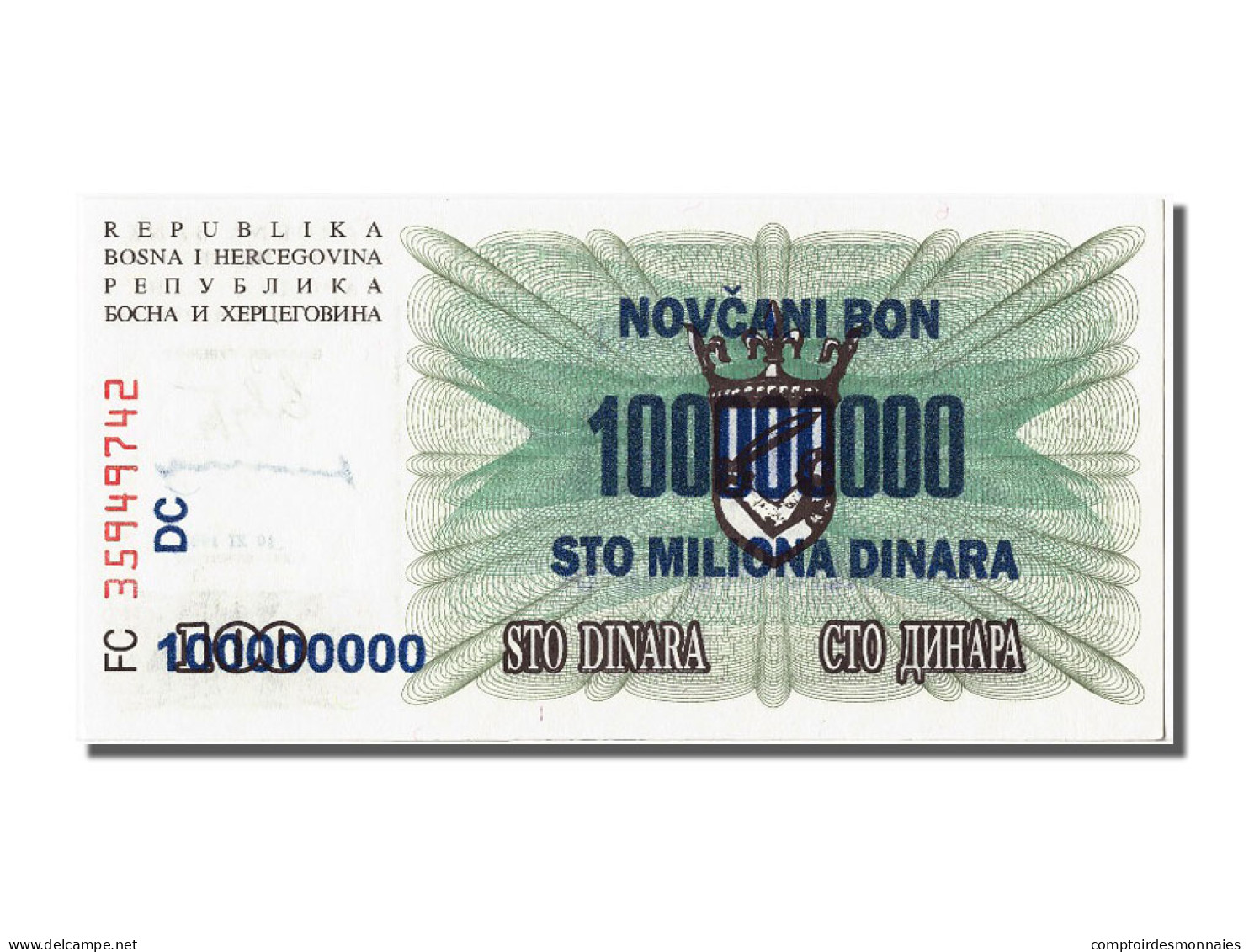 Billet, Bosnia - Herzegovina, 100,000,000 Dinara, 1993, 1993-11-10, NEUF - Bosnien-Herzegowina