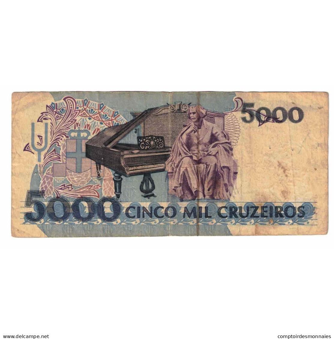 Billet, Brésil, 5000 Cruzeiros, Undated (1990), KM:232a, TB - Brasilien