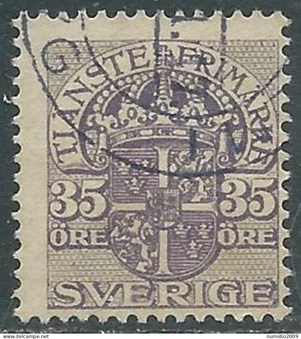 1911-19 SVEZIA USATO FRANCOBOLLI DI SERVIZIO STEMMA CON CORONA 35 ORE - RB18-5 - Service