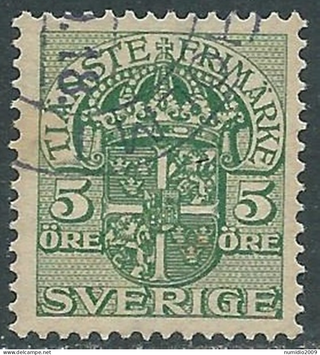 1911-19 SVEZIA USATO FRANCOBOLLI DI SERVIZIO STEMMA CON CORONA 5 ORE - RB18-5 - Officials