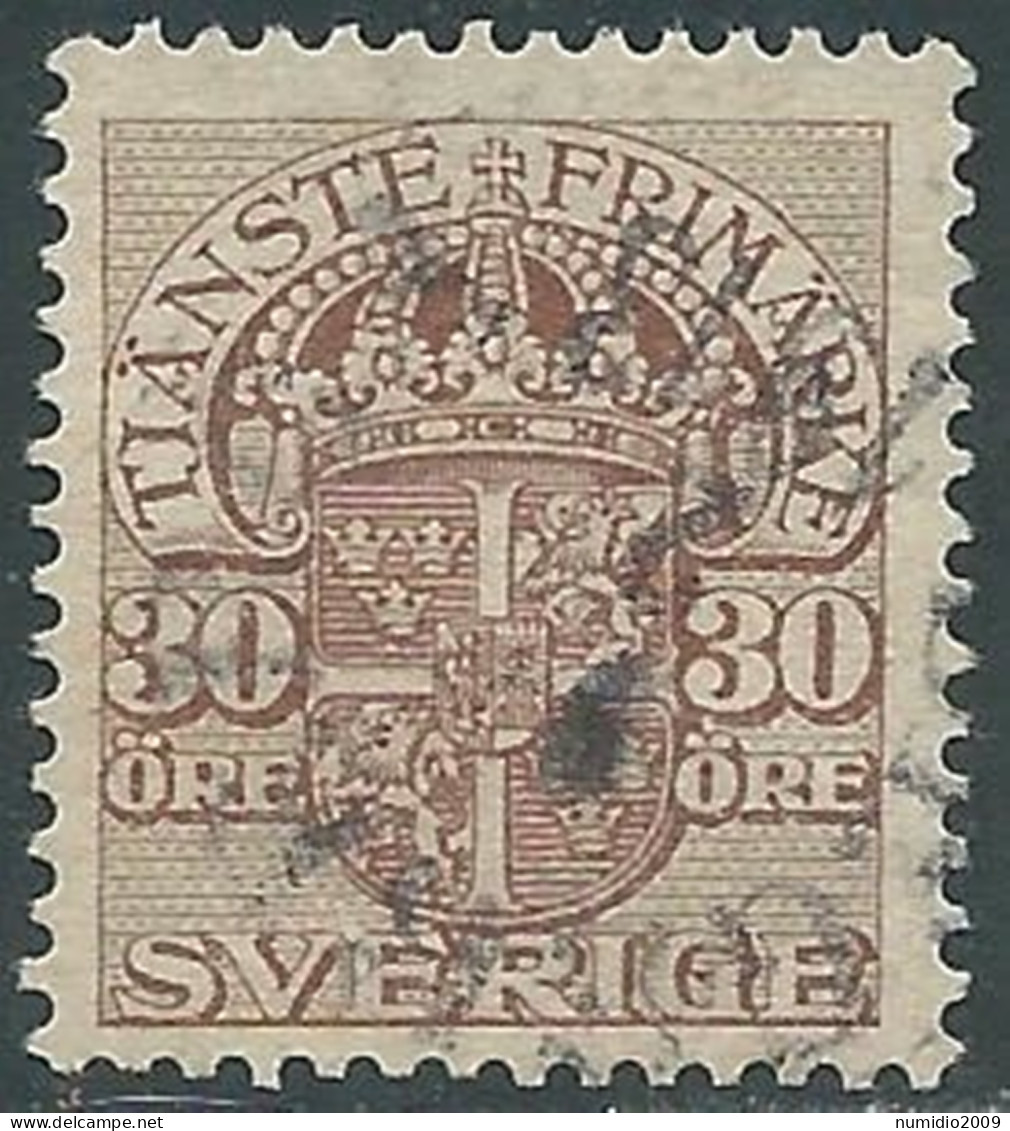 1910-14 SVEZIA USATO FRANCOBOLLI DI SERVIZIO STEMMA CON CORONA 30 ORE - RB18-3 - Dienstmarken