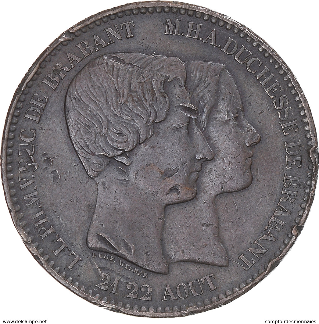 Belgique, Jeton, Mariage Duc-Duchesse De Brabant, 1853, TTB, Bronze - Otros & Sin Clasificación