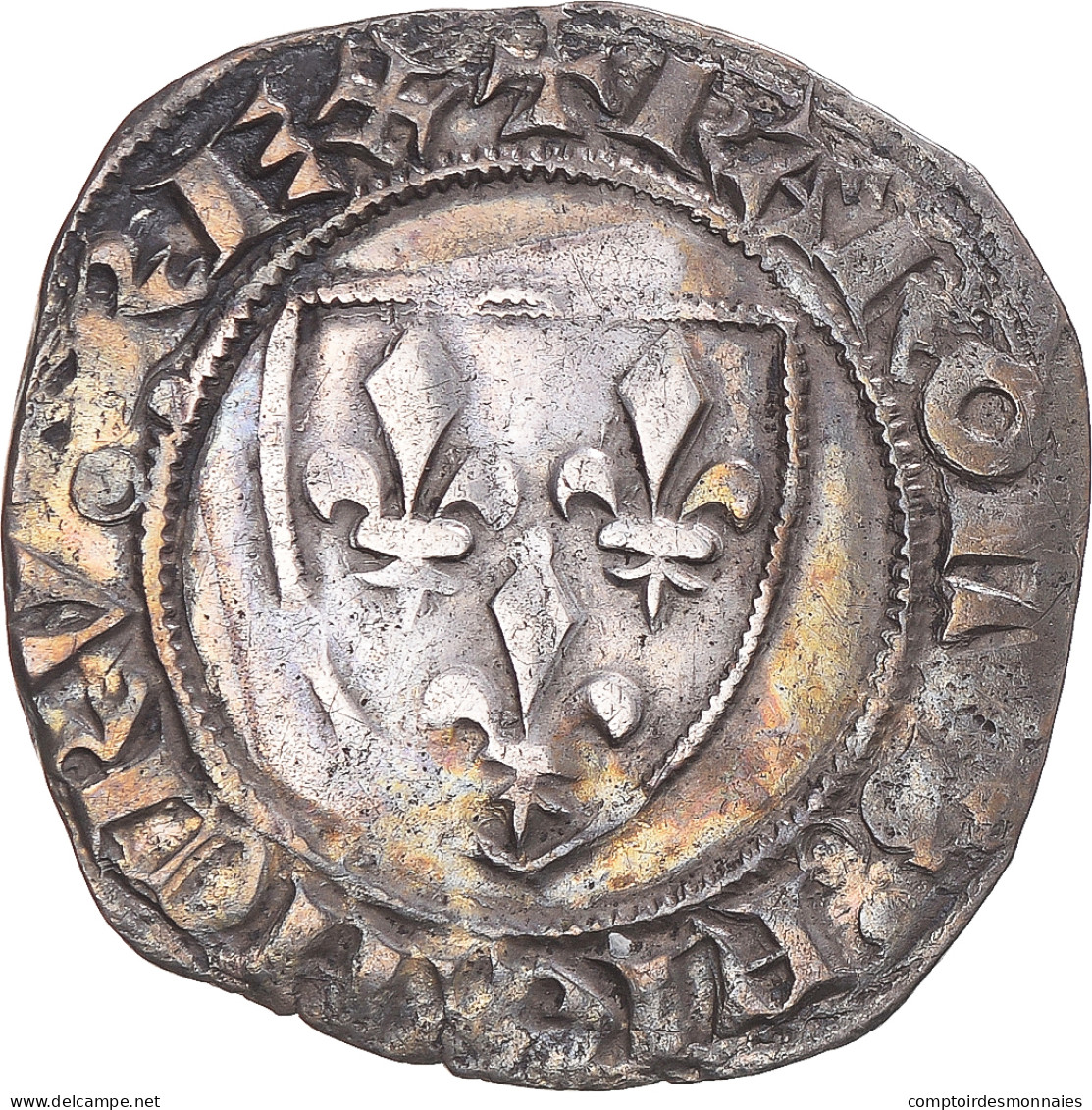 Monnaie, France, Charles VI, Blanc Guénar, 1380-1422, Tournai, TTB, Billon - 1380-1422 Charles VI Le Fol