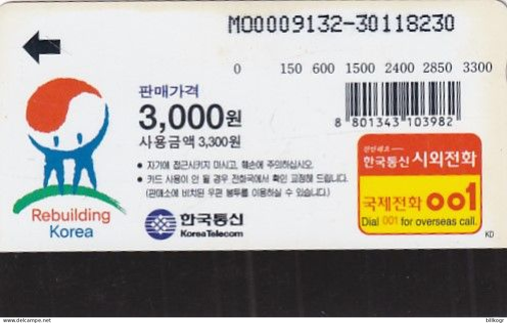 S. KOREA - Waterfalls(W3000), 09/00, Used - Korea, South