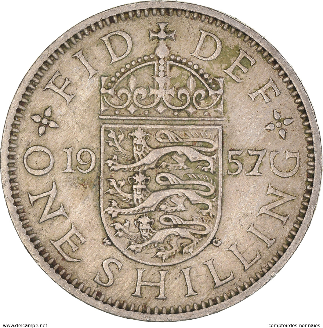 Monnaie, Grande-Bretagne, Elizabeth II, Shilling, 1957, TTB, Cupro-nickel - I. 1 Shilling