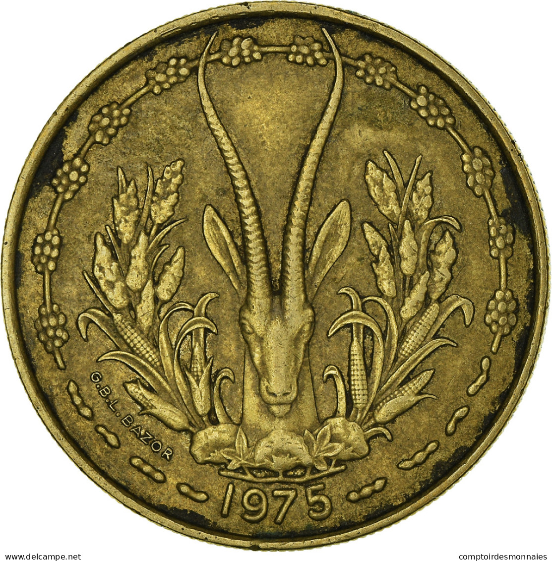 Monnaie, West African States, 25 Francs, 1975, TTB, Bronze-Aluminium, KM:5 - Ivory Coast