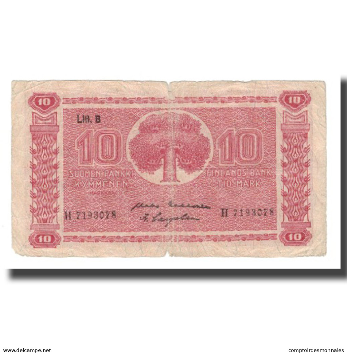 Billet, Finlande, 10 Markkaa, 1945 (1948), KM:85, TB - Finland