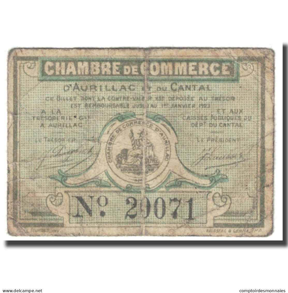 France, Aurillac, 25 Centimes, 1917, Chambre De Commerce, AB, Pirot:16-11 - Chamber Of Commerce