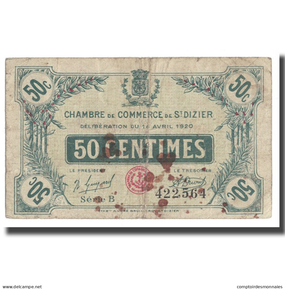 France, Saint-Dizier, 50 Centimes, 1920, B+, Pirot:113-17 - Chamber Of Commerce