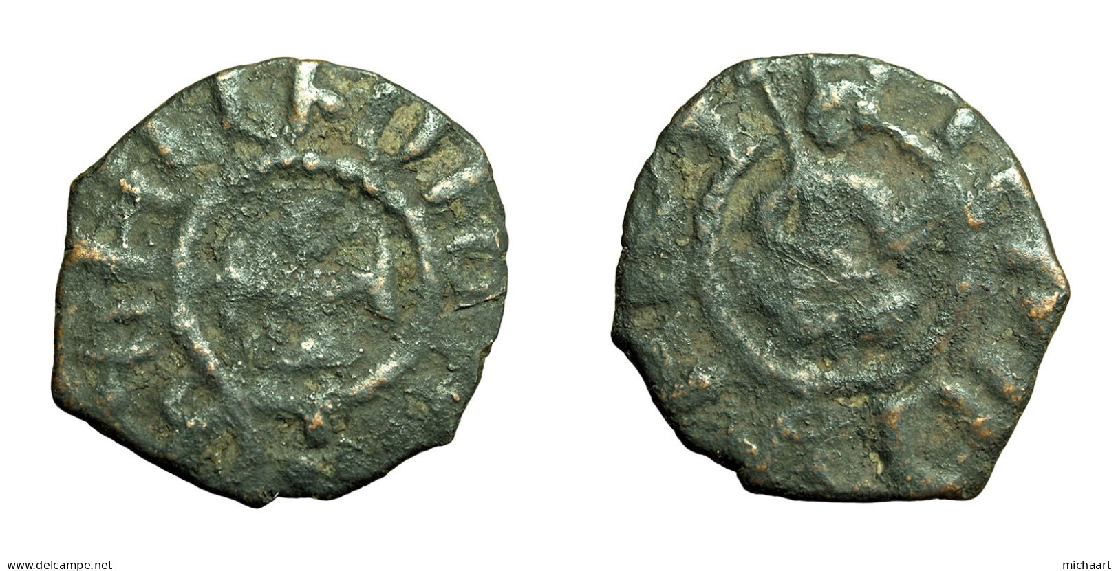 Cilician Armenia Medieval Coin Uncertain Hetoum II 20mm King / Cross 04379 - Armenia