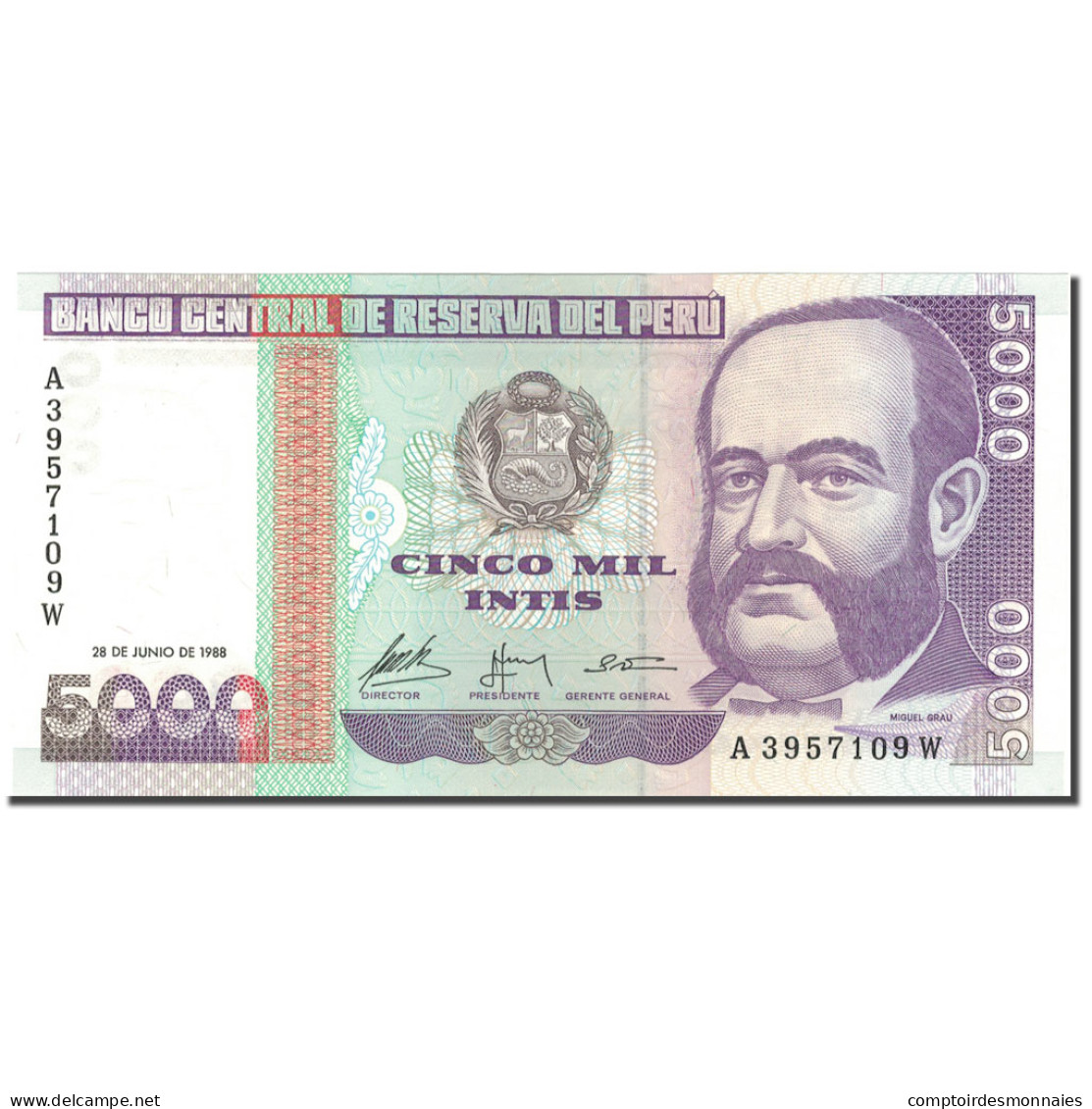 Billet, Pérou, 5000 Intis, 1988, 1988-06-28, KM:137, NEUF - Pérou