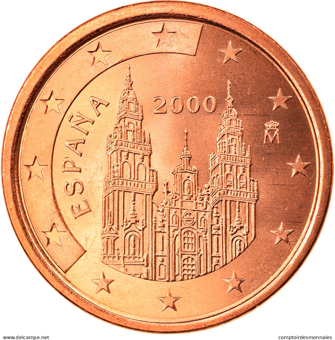 Espagne, 5 Euro Cent, 2000, Madrid, FDC, Copper Plated Steel, KM:1042 - Espagne