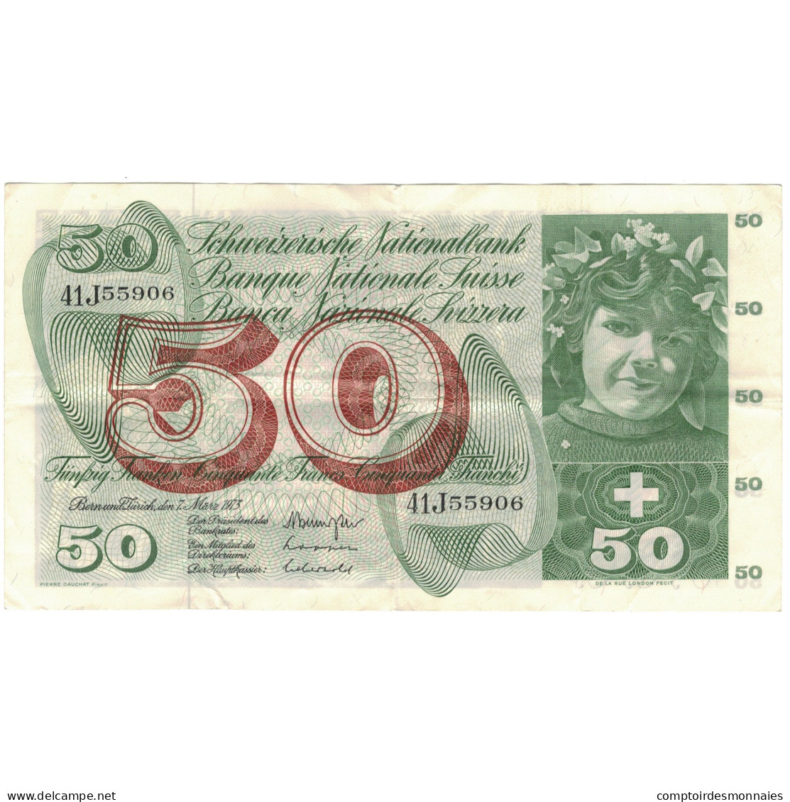 Billet, Suisse, 50 Franken, 1973, 1973-03-07, KM:48m, TTB+ - Switzerland