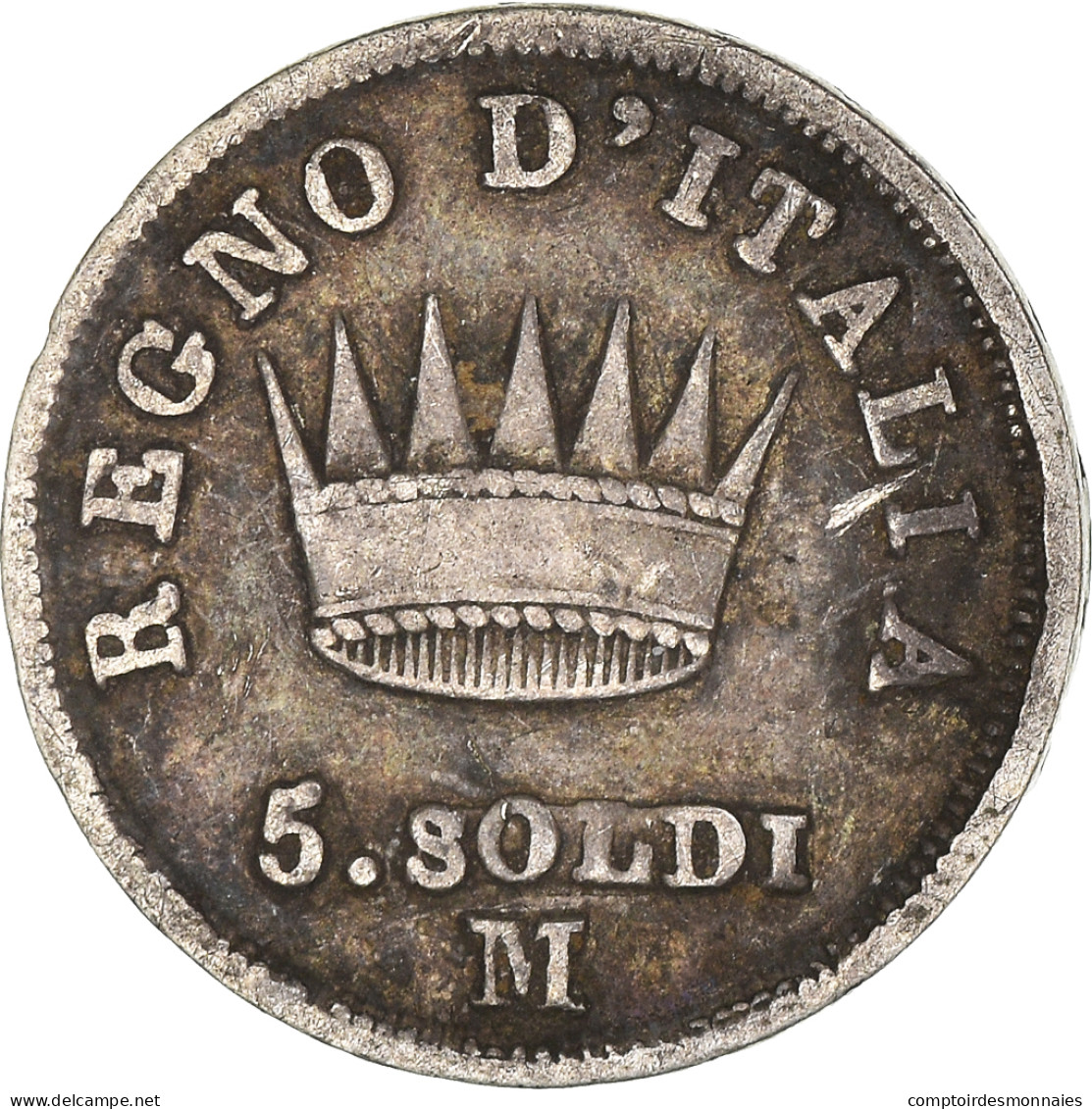 Monnaie, États Italiens, KINGDOM OF NAPOLEON, Napoleon I, 5 Soldi, 1813, Milan - Feodale Munten