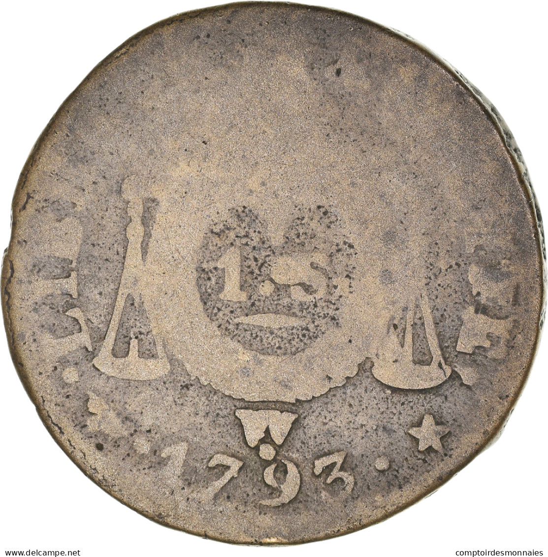 Monnaie, France, Sol, 1793, Arras, B, Bronze, Gadoury:19 - Other & Unclassified