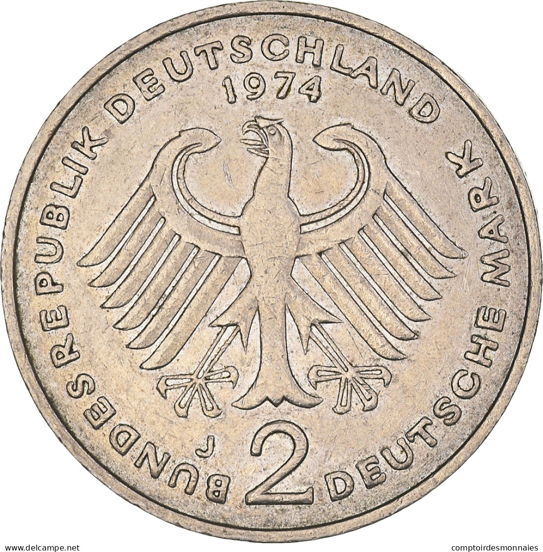 Monnaie, République Fédérale Allemande, 2 Mark, 1974, Hamburg, TTB+ - 2 Mark