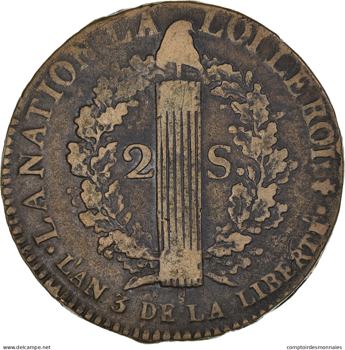 Monnaie, France, Louis XVI, 2 Sols François, 2 Sols, 1791, Paris, TTB, Bronze - Autres & Non Classés