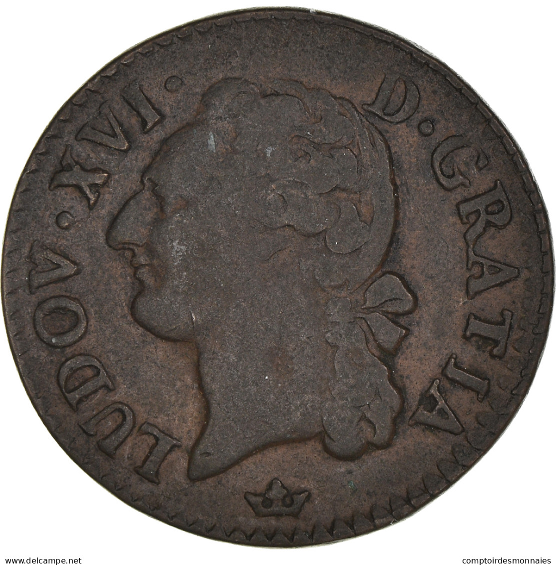 Monnaie, France, Louis XVI, 1/2 Sol à L'Ecu, 1790, Toulouse, TTB, Bronze - 1774-1791 Louis XVI