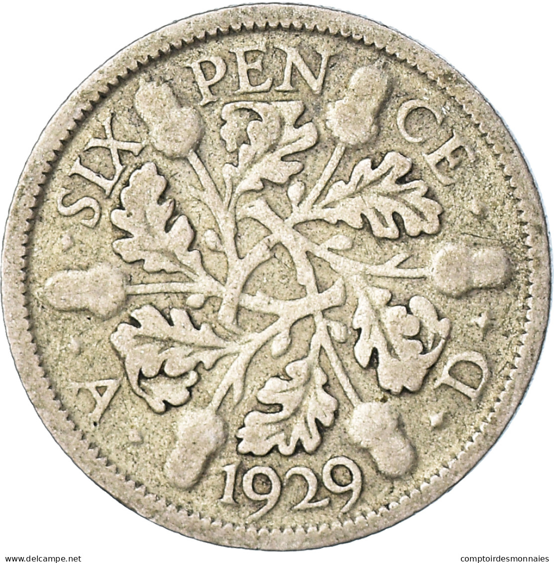 Monnaie, Grande-Bretagne, George V, 6 Pence, 1929, B+, Argent, KM:832 - H. 6 Pence
