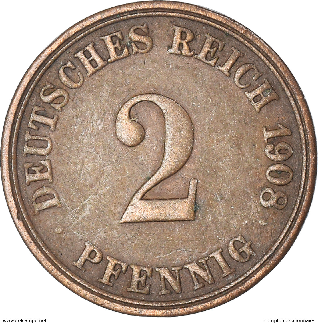 Monnaie, Empire Allemand, 2 Pfennig, 1908 - 2 Pfennig