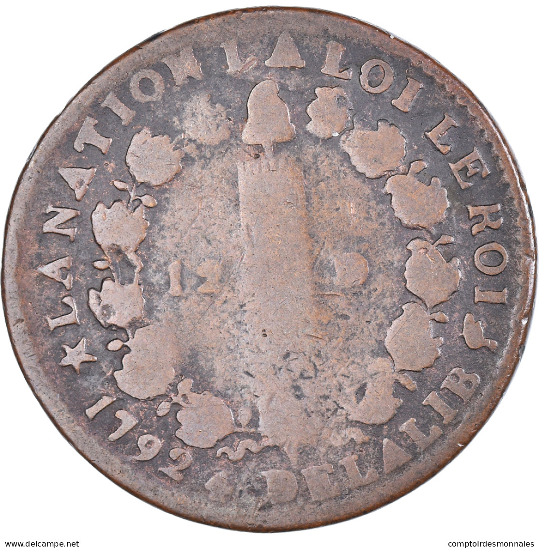 Monnaie, France, Louis XVI, 12 Deniers, 1792⸱4, Marseille, TB, Bronze - Other & Unclassified