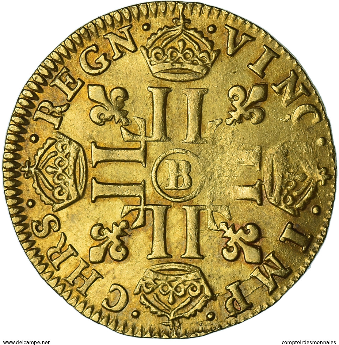 Monnaie, France, Louis XIV, Louis D'or à La Mèche Longue, 1652, Rouen, TTB+ - 1643-1715 Louis XIV Le Grand