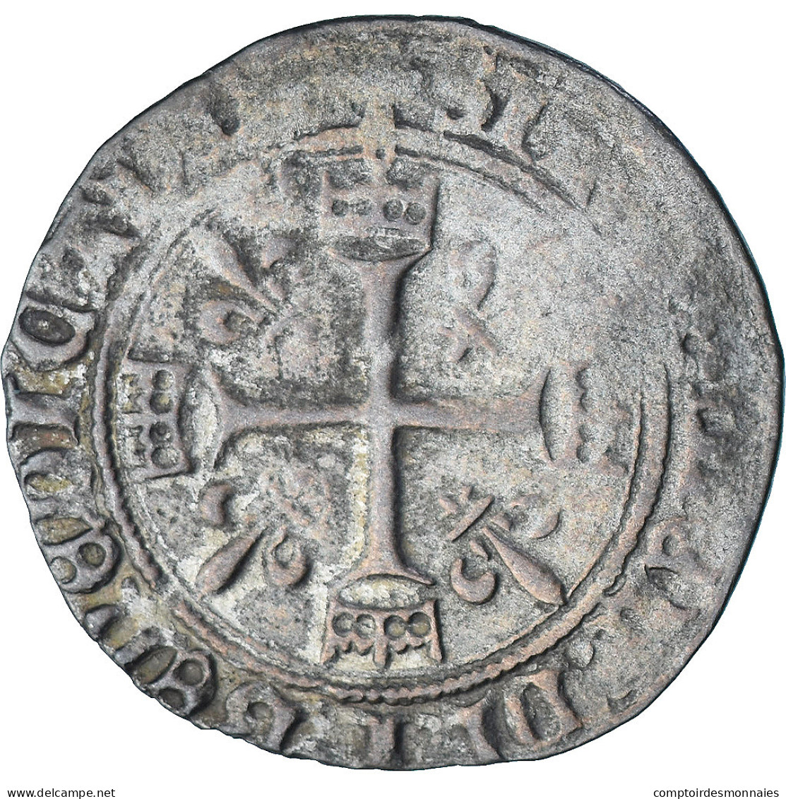 France, Charles VIII, Karolus, 1488-1498, Châlons-Sur-Marne, Billon, TTB+ - 1483-1498 Carlo VIII
