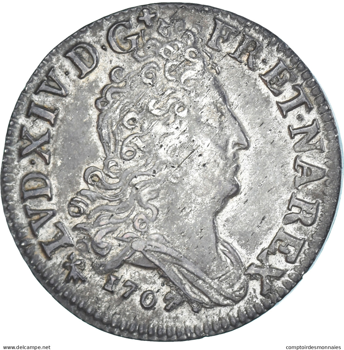 Monnaie, France, Louis XIV, 10 Sols Aux 4 Couronnes, 1707, Metz, TTB, Argent - 1643-1715 Louis XIV Le Grand