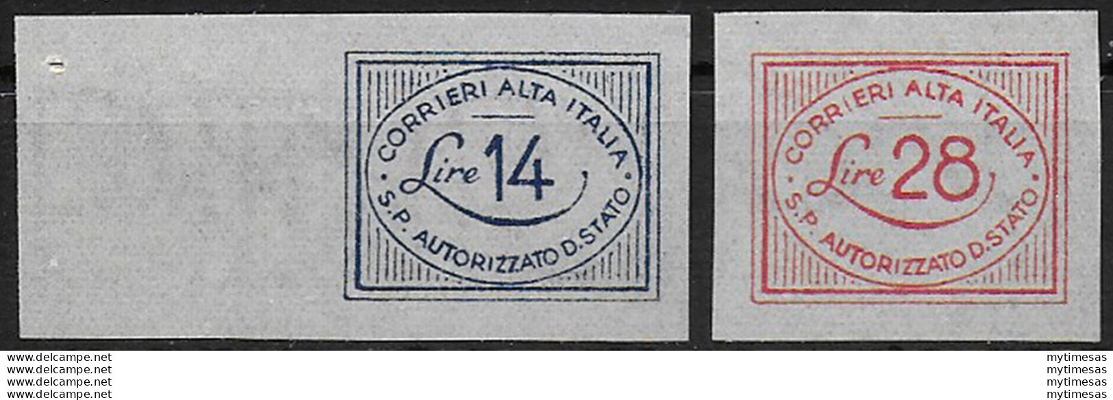 1945 Luogotenenza CORALIT Cifra 2v. With Watermark MNH Sassone N. 1a/2a - Autres & Non Classés