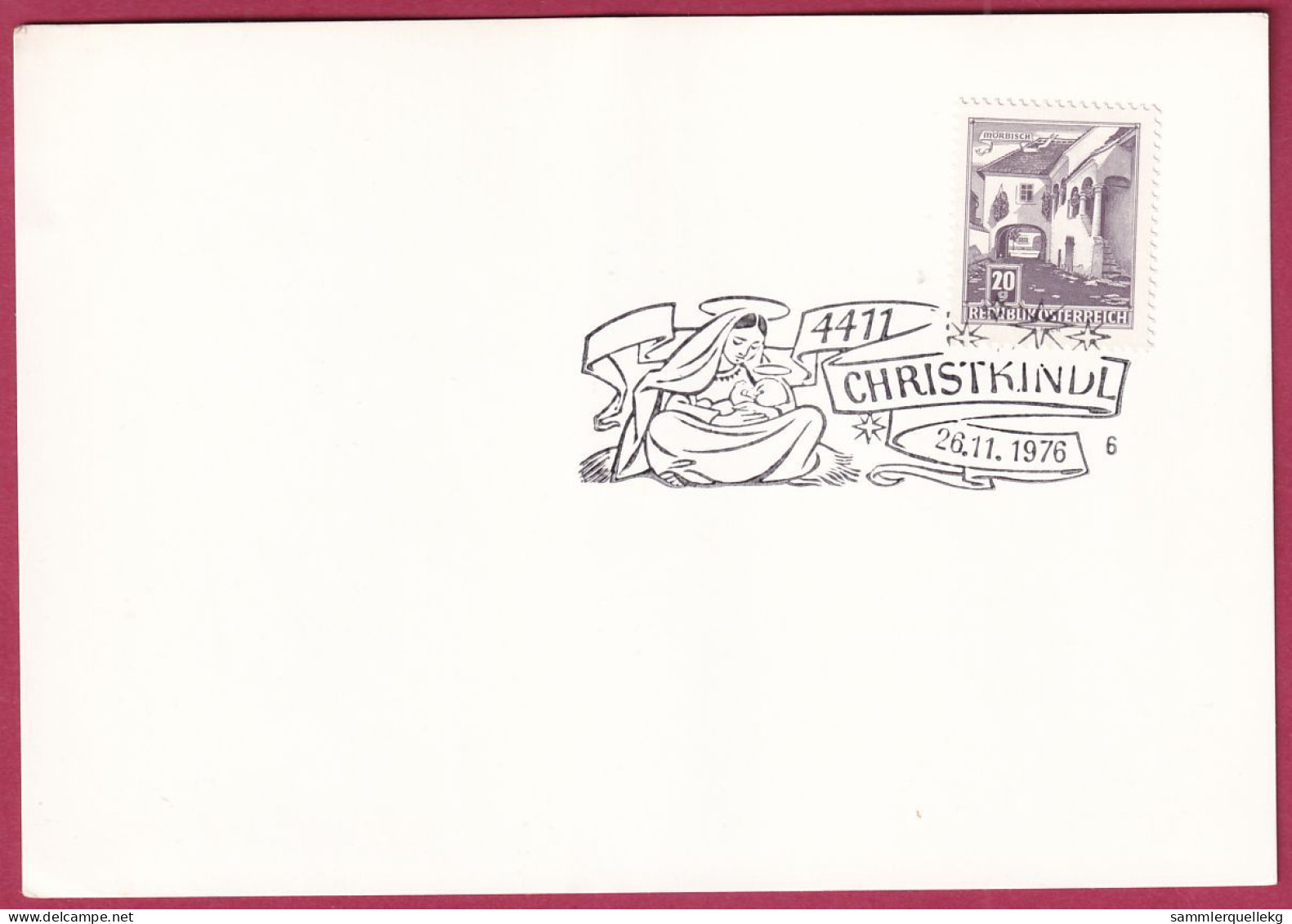 Österreich Sonderstempel Auf Karte, 4411 Christkindl 26. 11. 1976 - Cartas & Documentos