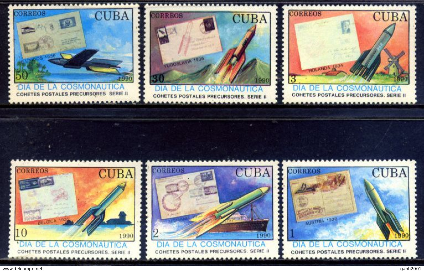 Cuba 1990 / Space Cosmos Cosmonautic Postal Rockets MNH Cohetes Postales / He17  C1-2 - Otros & Sin Clasificación