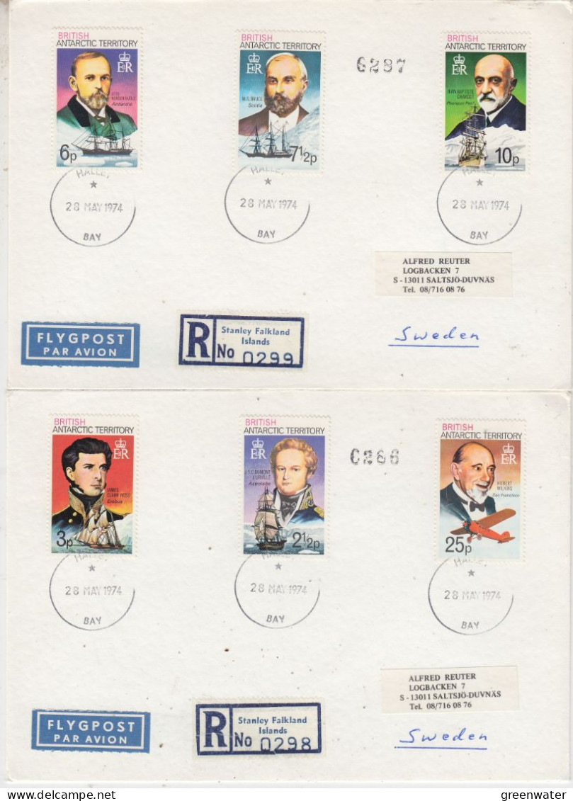 British Antarctic Territory (BAT) Antarctic Exploreres 15v 5 Registered Covers Ca Hallay Bay 28 MAY 1974 (FG152) - Covers & Documents