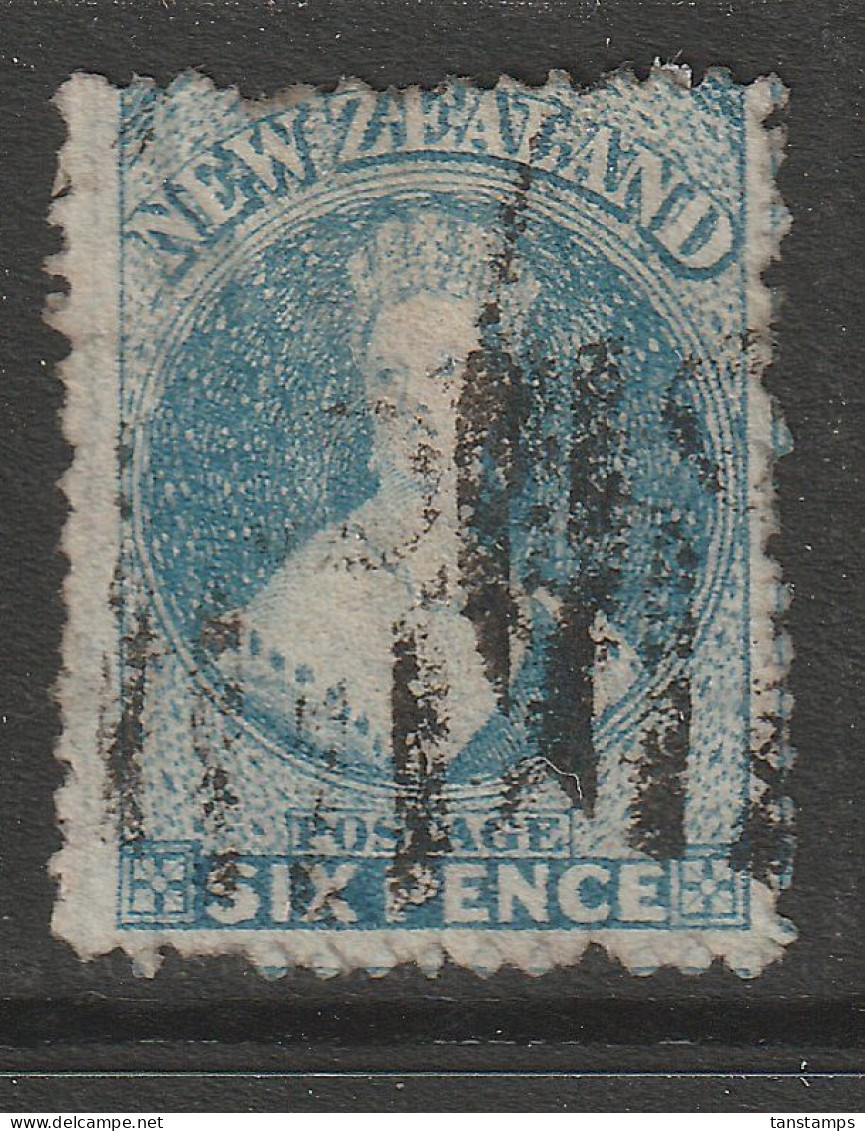 CLASSIC NEW ZEALAND 6d BLUE CHALON WATERMARK STAR P12.5 - Usati