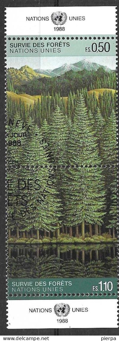 O.N.U. GENEVE - 1988 - PRO FORESTE - COPPIA DUE VALORI - USATA (YVERT 165\6 - MICHEL 165\6 PAAR) - Gebruikt