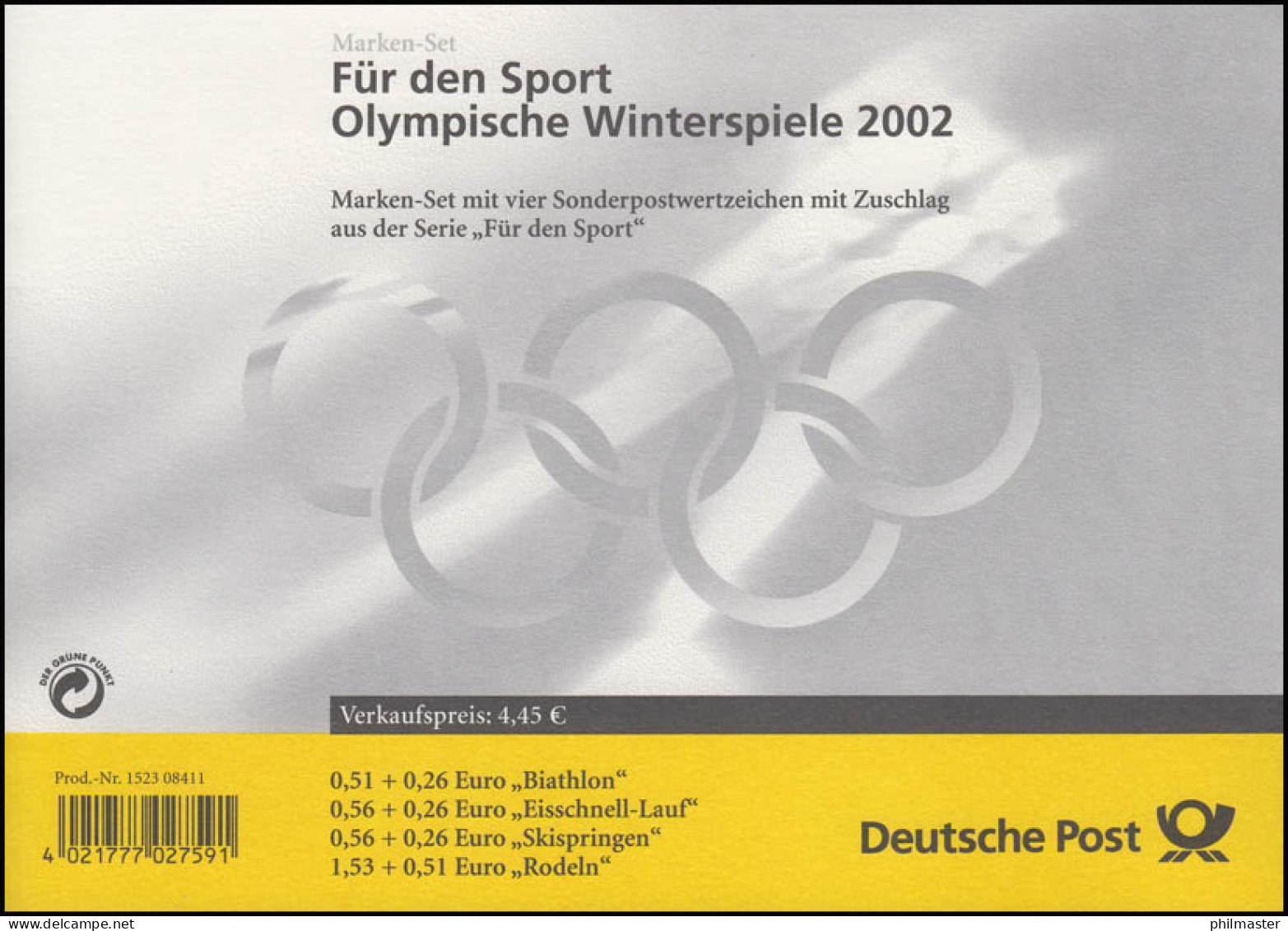 47 MH Winterolympiade Gestempelt Mit ESSt Berlin 7.2.2002 - 2001-2010