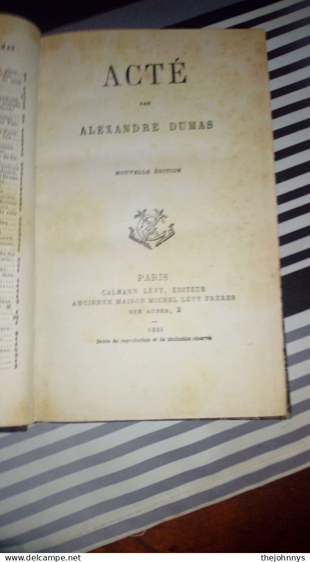 Ancien Livre A Dumas 1 Acté De 1884    265 Pages -  Necessity Money