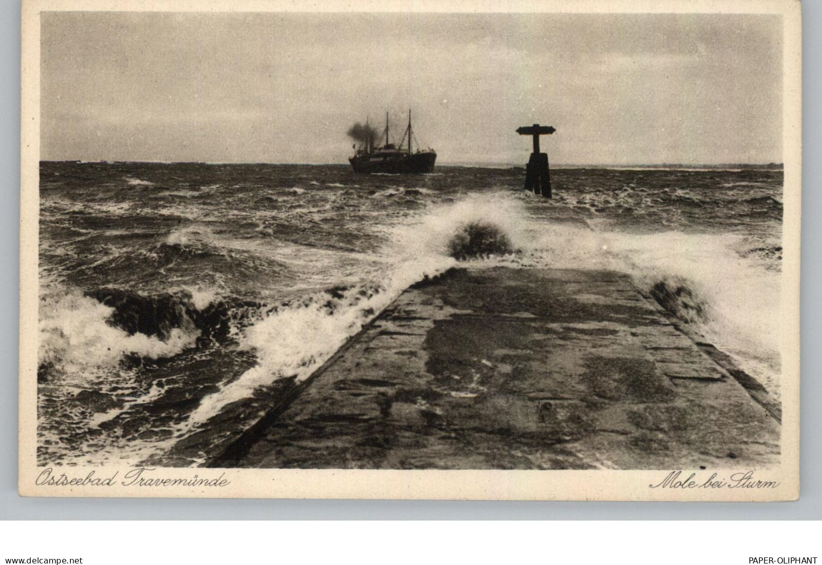 2400 LÜBECK - TRAVEMÜNDE, Mole Bei Sturm, Verlag Gärtner - Lübeck-Travemuende