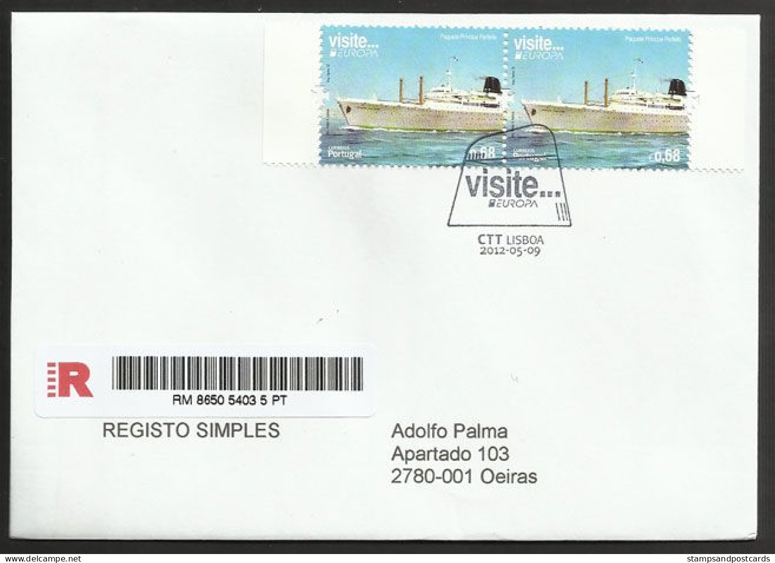 Portugal Europa CEPT 2012 Paquebot Principe Perfeito Bateau FDC Recommandée Portugal Cruise Ship Registered FDC - 2012