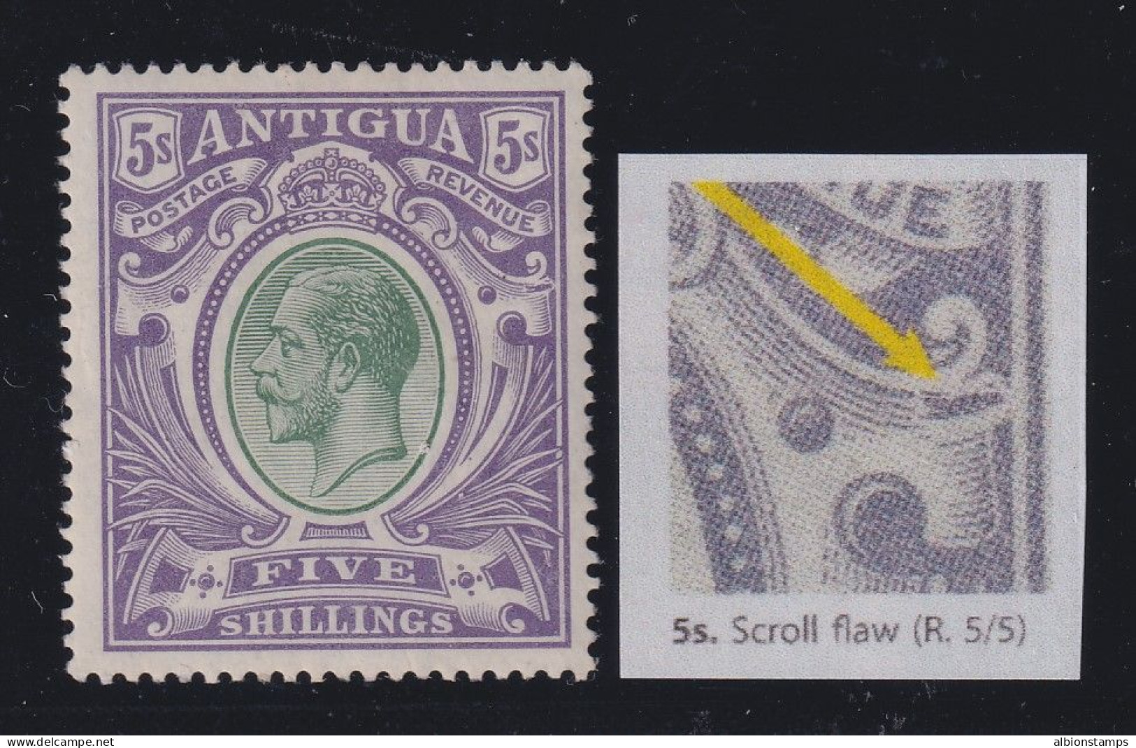 Antigua, SG 51a, MLH "Scroll Flaw" Variety - 1858-1960 Kronenkolonie