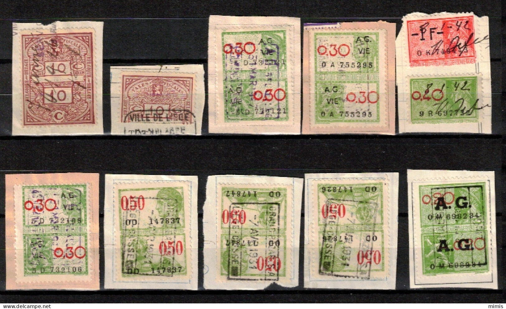 BELGIQUE      Différents Timbres Fiscaux - Timbres