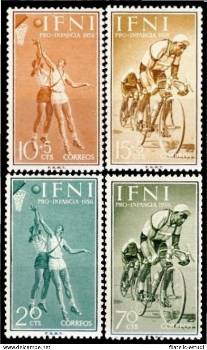 Ifni 145/48 1958 Pro Infancia Baloncesto Ciclismo Sport MNH - Ifni