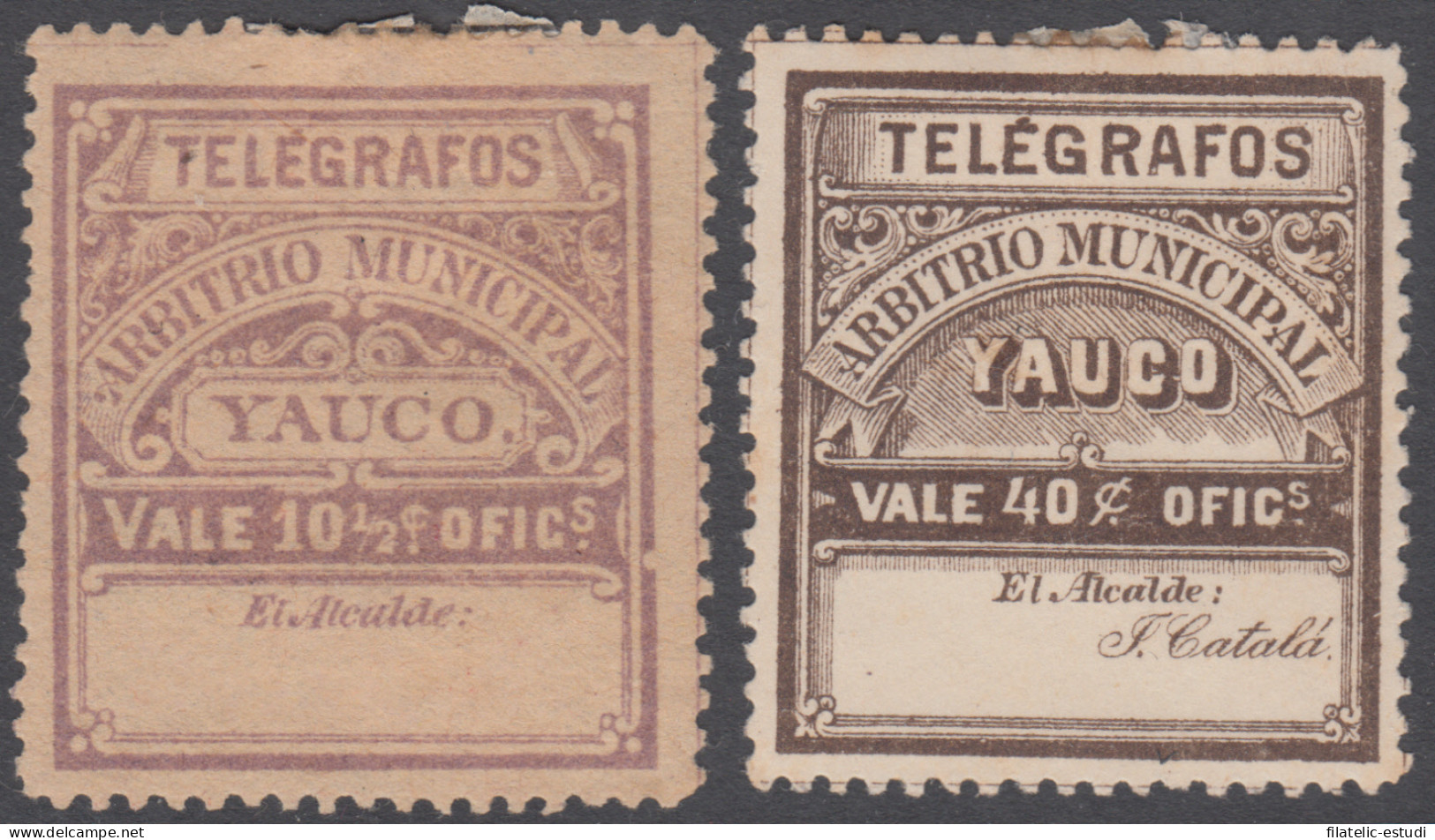Puerto Rico Telégrafos Municipales YAUCO Nº 61/62 1888 MH - Puerto Rico