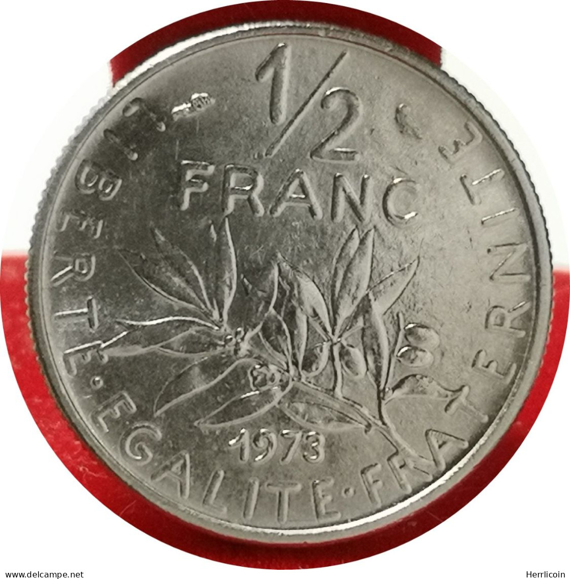 Monnaie France - 1973 - Demi Franc Semeuse O.Roty, Tranche Striée, Nickel - 1/2 Franc