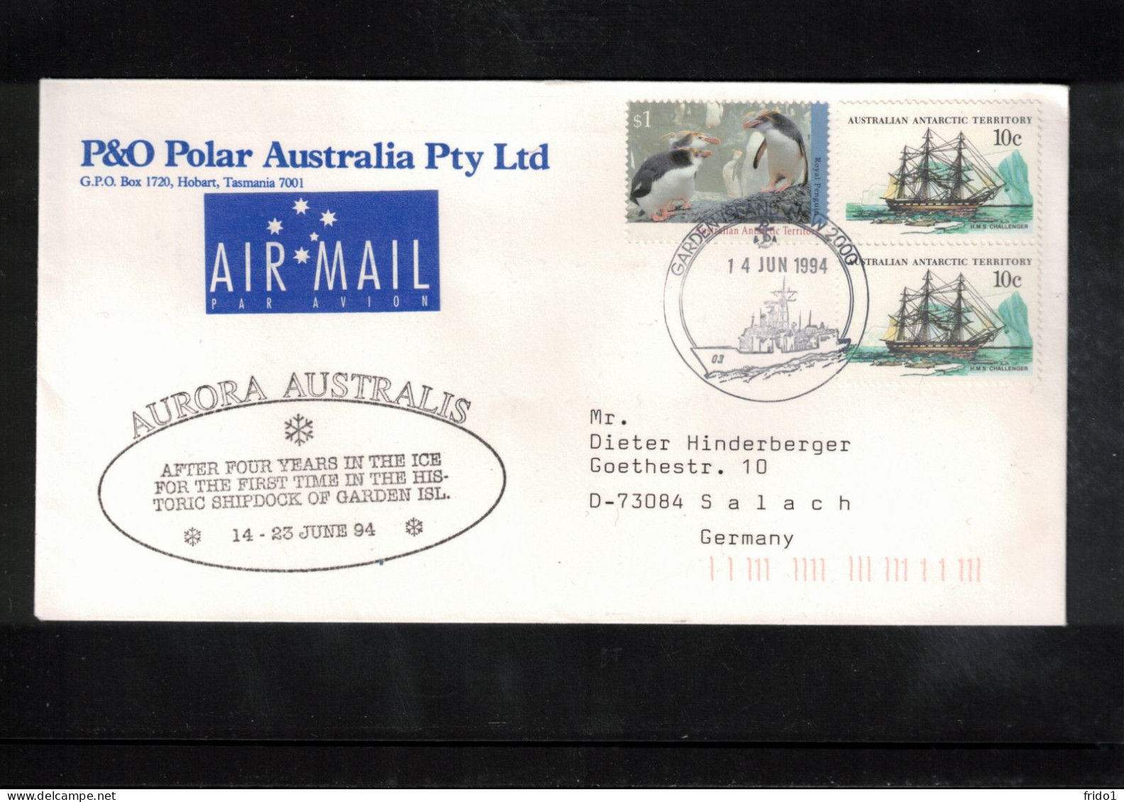 Australian Antarctic Territory 1994 Antarctica Ship Aurora Australis Interesting Cover - Bases Antarctiques