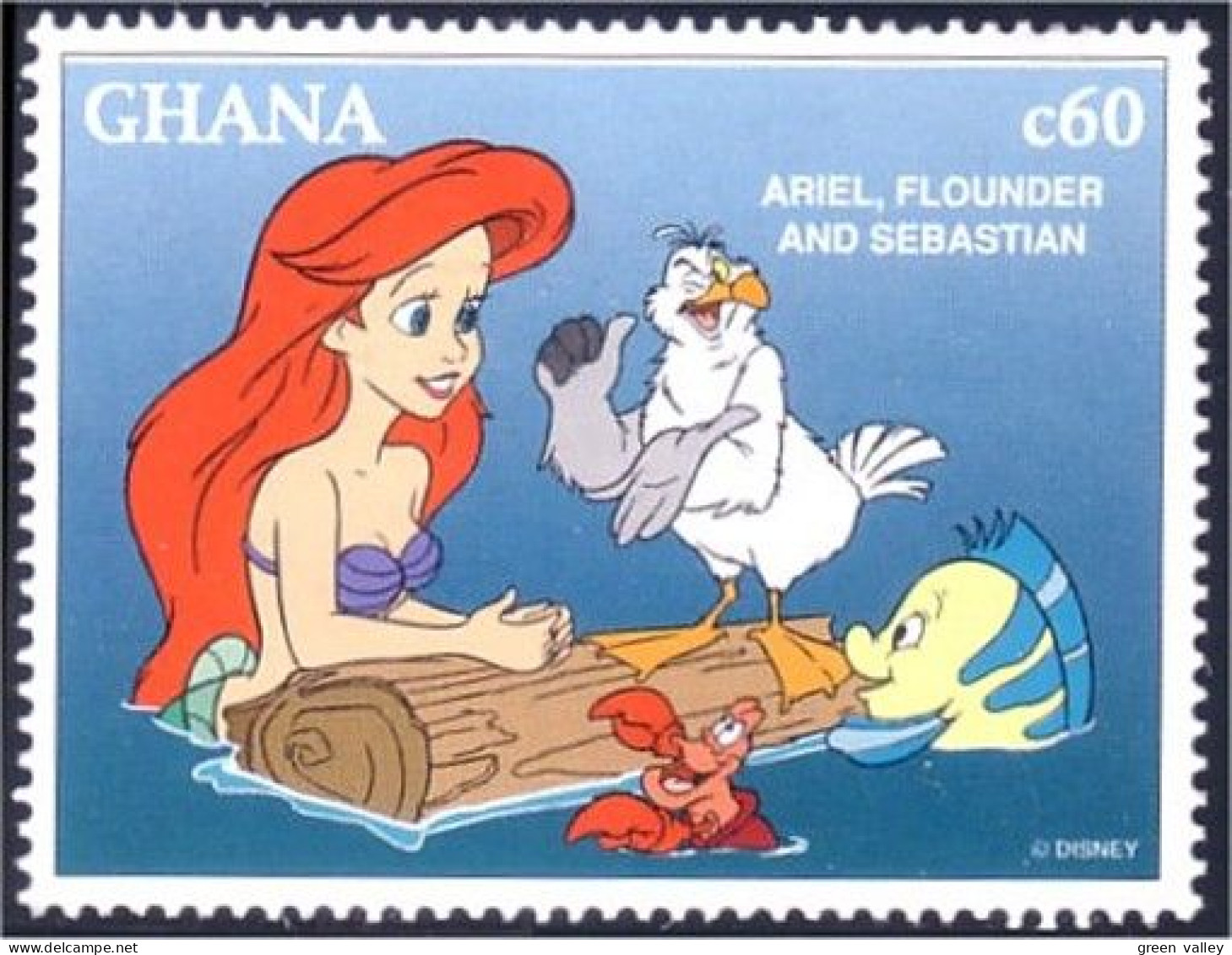 450 Ghana Disney Movie Ariel Homard Lobster MNH ** Neuf SC (GHA-113c) - Crustaceans