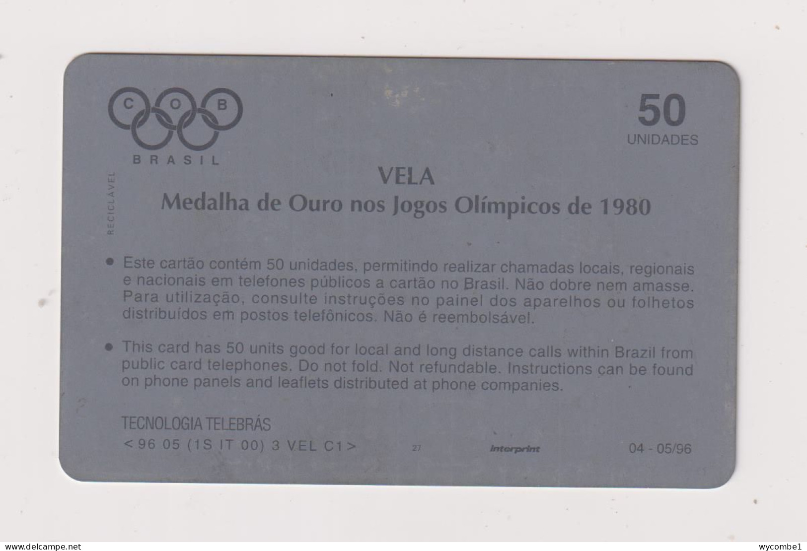 BRASIL -  Olympic Sailing Inductive  Phonecard - Brasilien