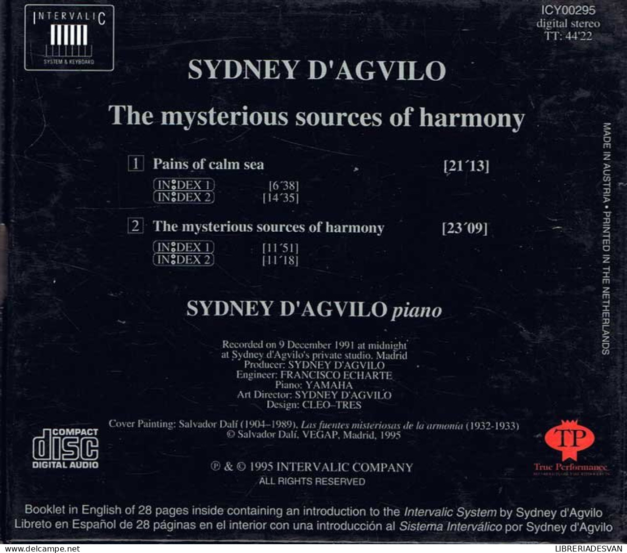 Sydney D'Agvilo - The Mysterious Sources Of Harmony. CD - New Age