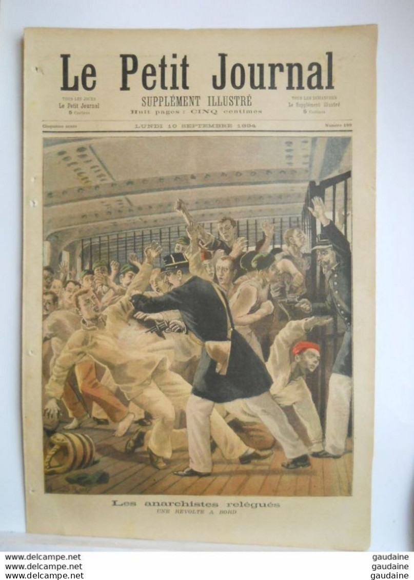 Le Petit Journal N°199 - 10 Septembre 1894 - Les Anarchistes Relégués - Marie Schellinck Héroïnes Françaises Napoléon - Le Petit Journal