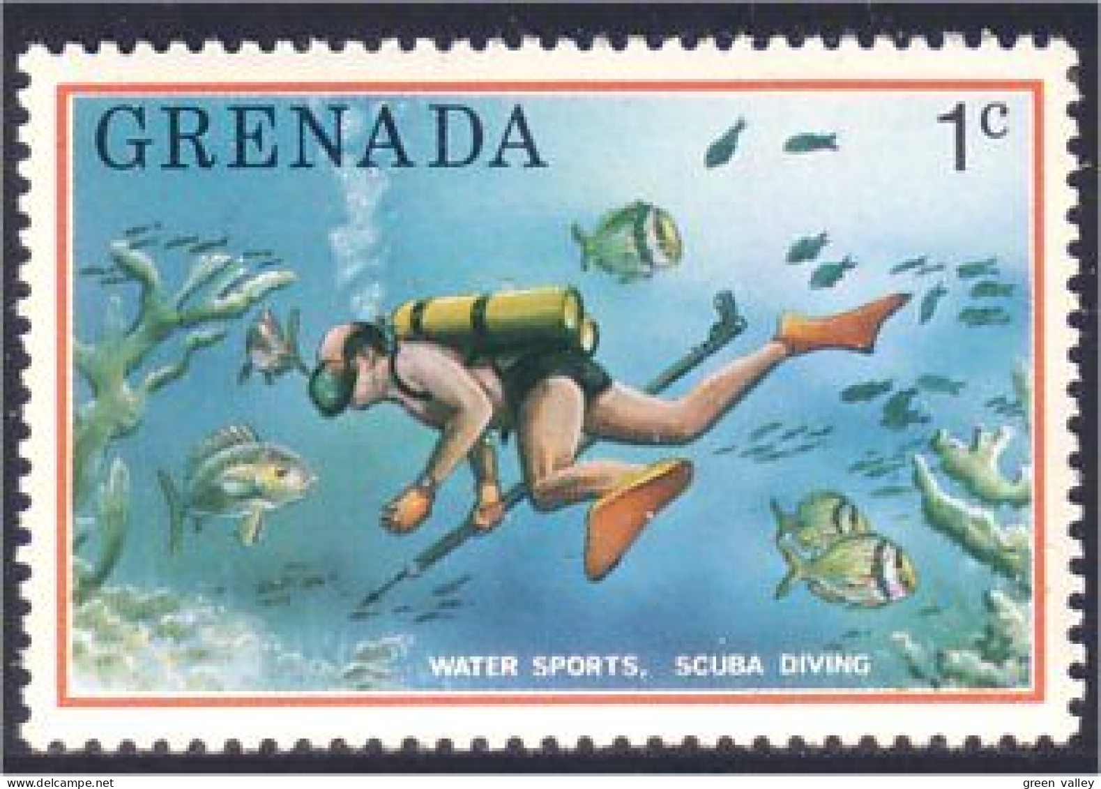 460 Grenada Scuba Diving Diver Plongee Peche Fishing Snorkelling MNH ** Neuf SC (GRE-133) - Immersione