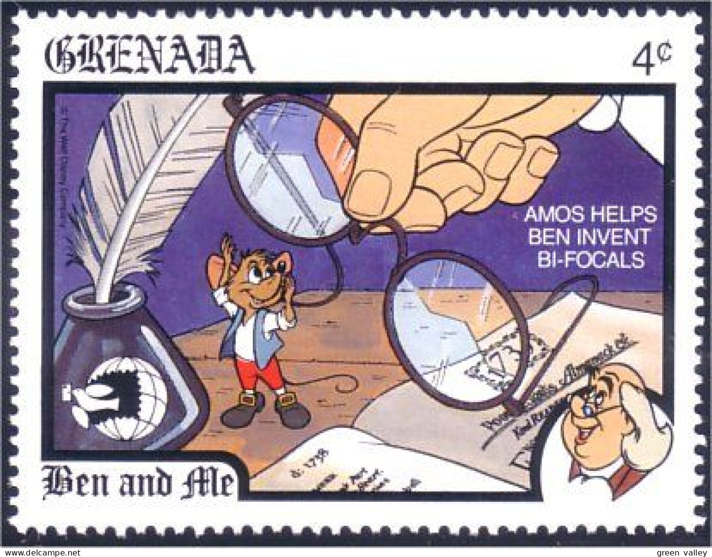 460 Grenada Disney Franklin Bi-focal Lunettes MNH ** Neuf SC (GRE-100c) - Altri & Non Classificati